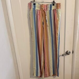 Prana Women’s Striped Wide Leg Drawstring pants Sz Small
